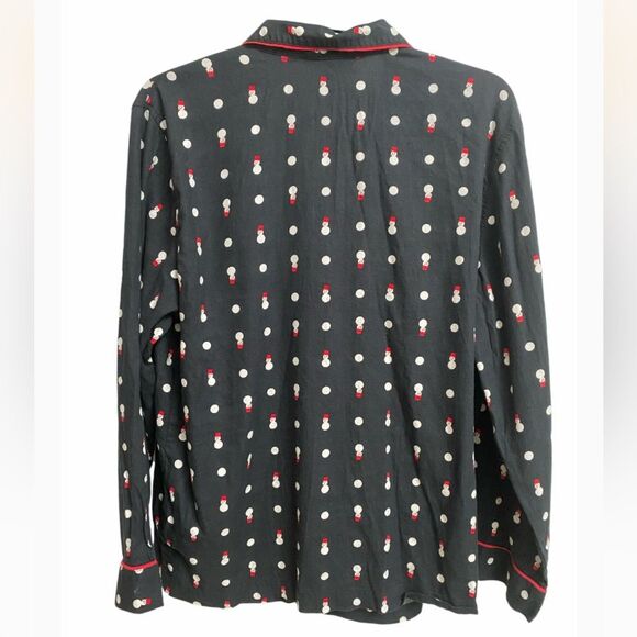 Victoria's Secret Snowman Pajama Top Women's Size M Black White Red Coquette - Picture 8 of 12